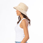 Rosie - Women's Wide Paper Braid Structured Bucket with Scattered Self Bows San Diego Hat Company HAT