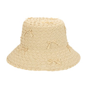 Rosie - Women's Wide Paper Braid Structured Bucket with Scattered Self Bows San Diego Hat Company HAT