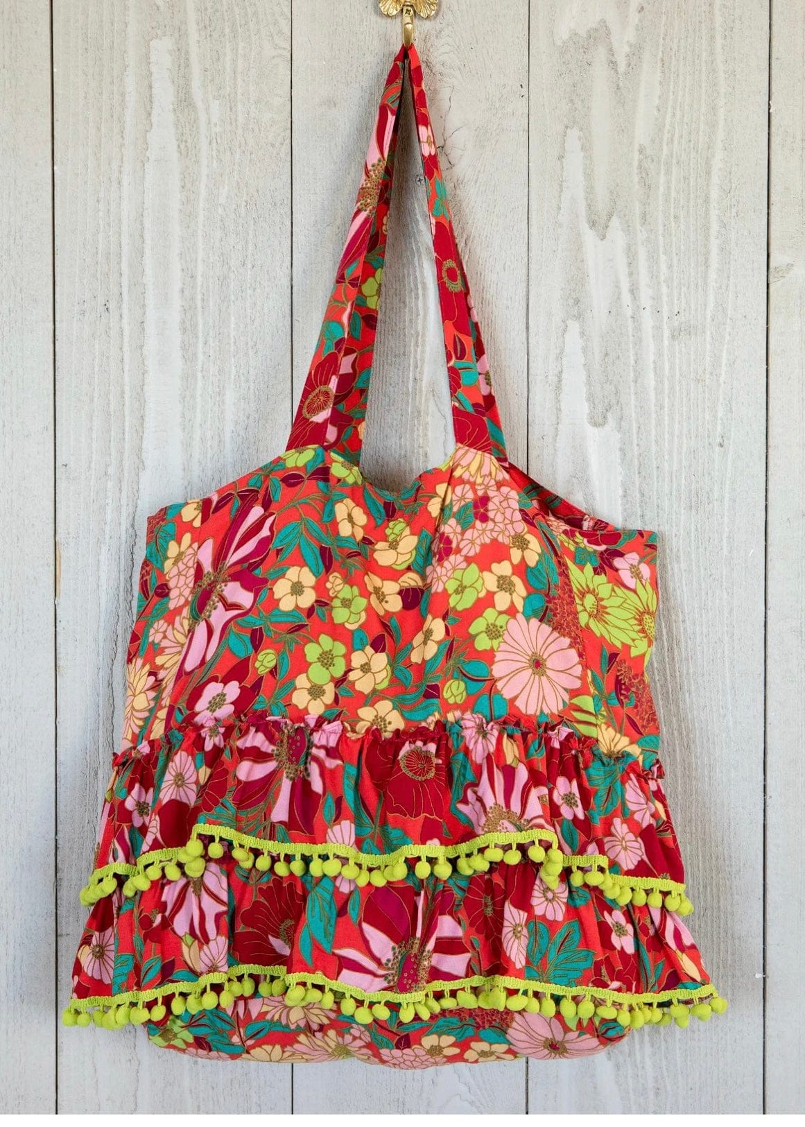Ruffle Tote - Coral and Lime Natural Life Accessories
