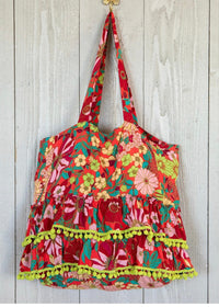 Thumbnail for Ruffle Tote - Coral and Lime Natural Life Accessories