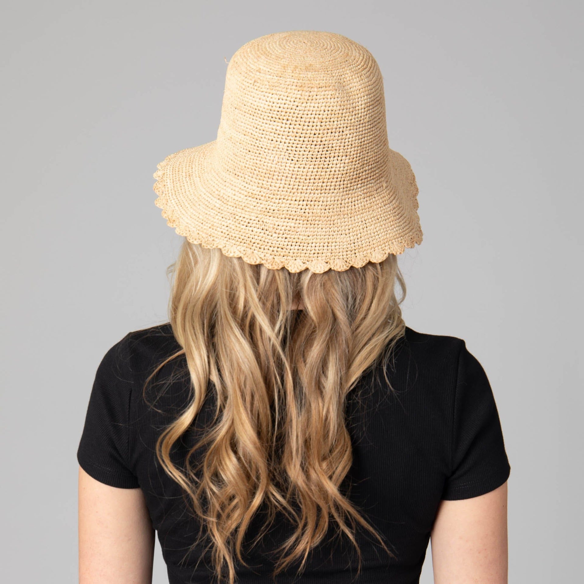 Sand Dollar - Women's Crochet Raffia Bucket San Diego Hat Company HAT
