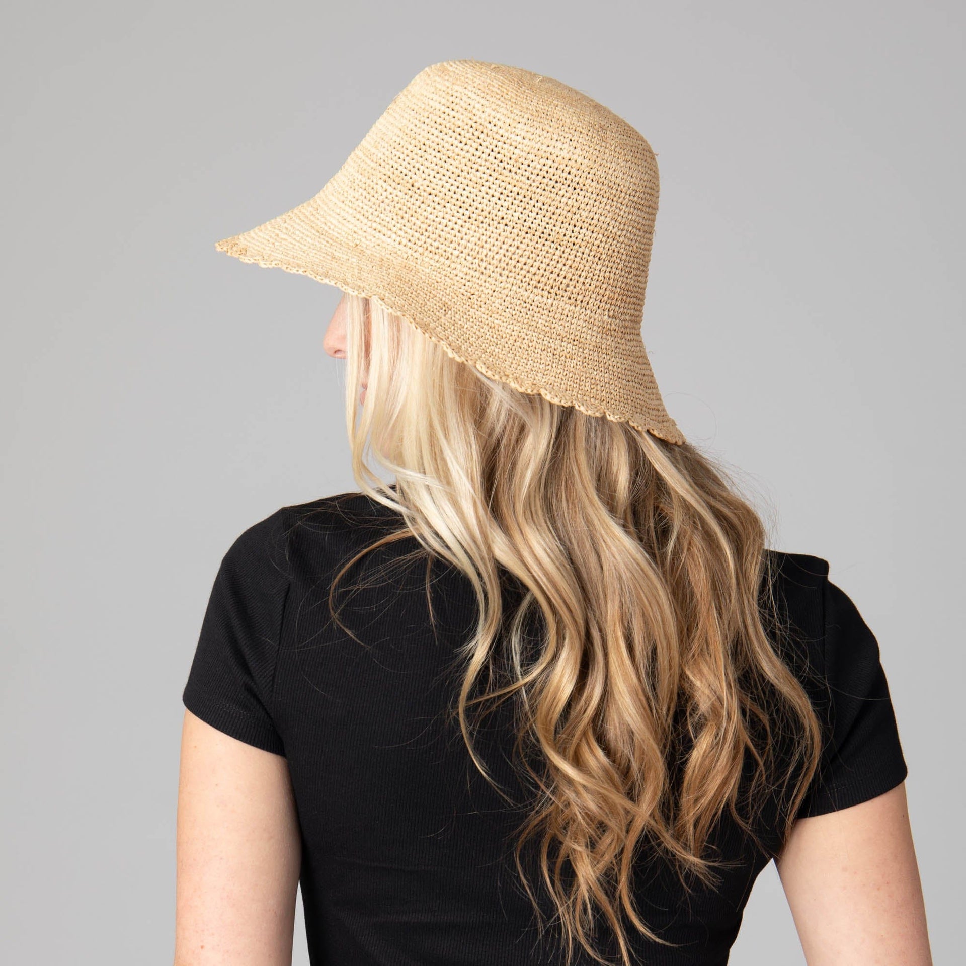 Sand Dollar - Women's Crochet Raffia Bucket San Diego Hat Company HAT