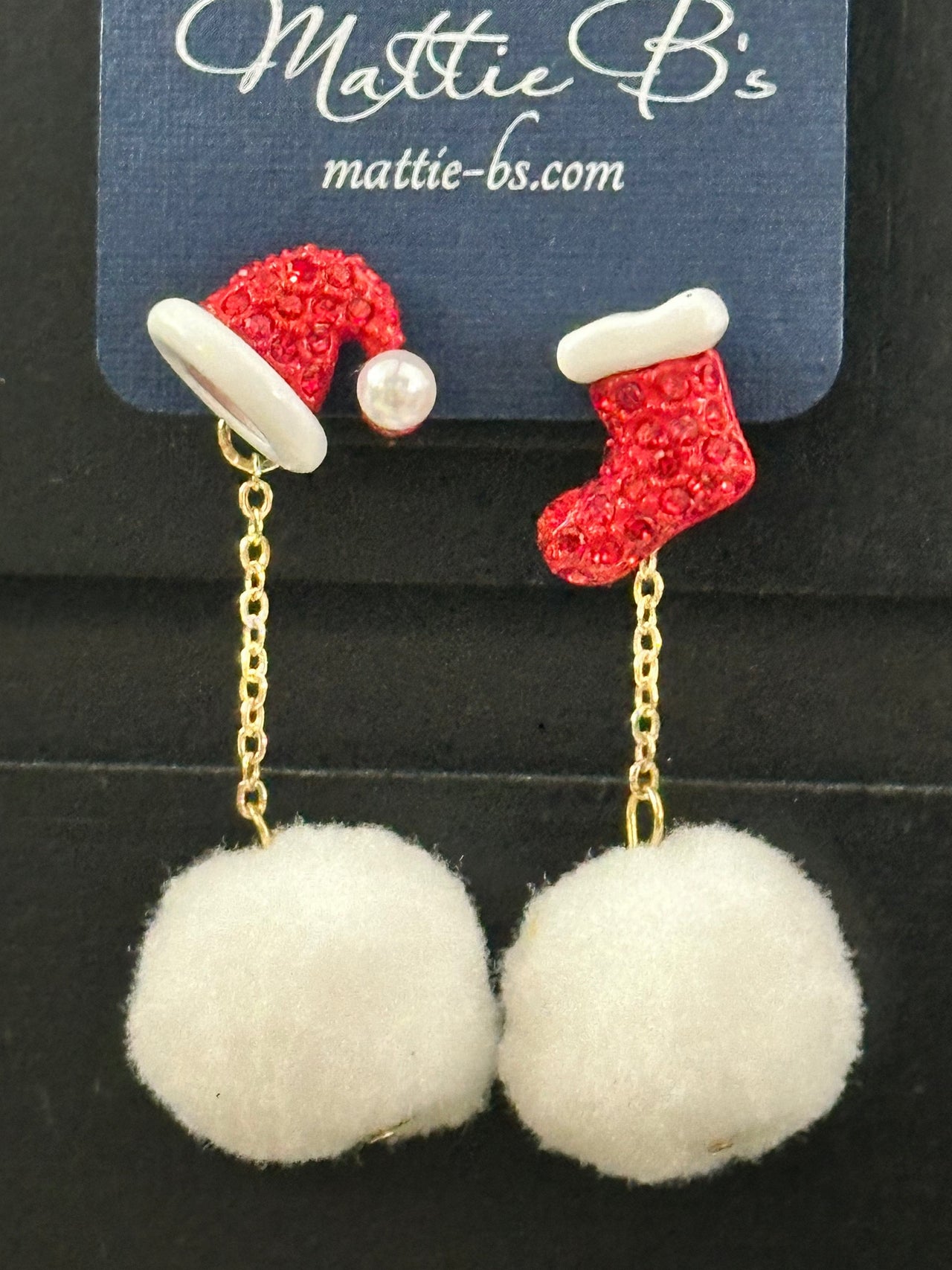 Santa Stocking Earrings w Pom Betty Oh Earring