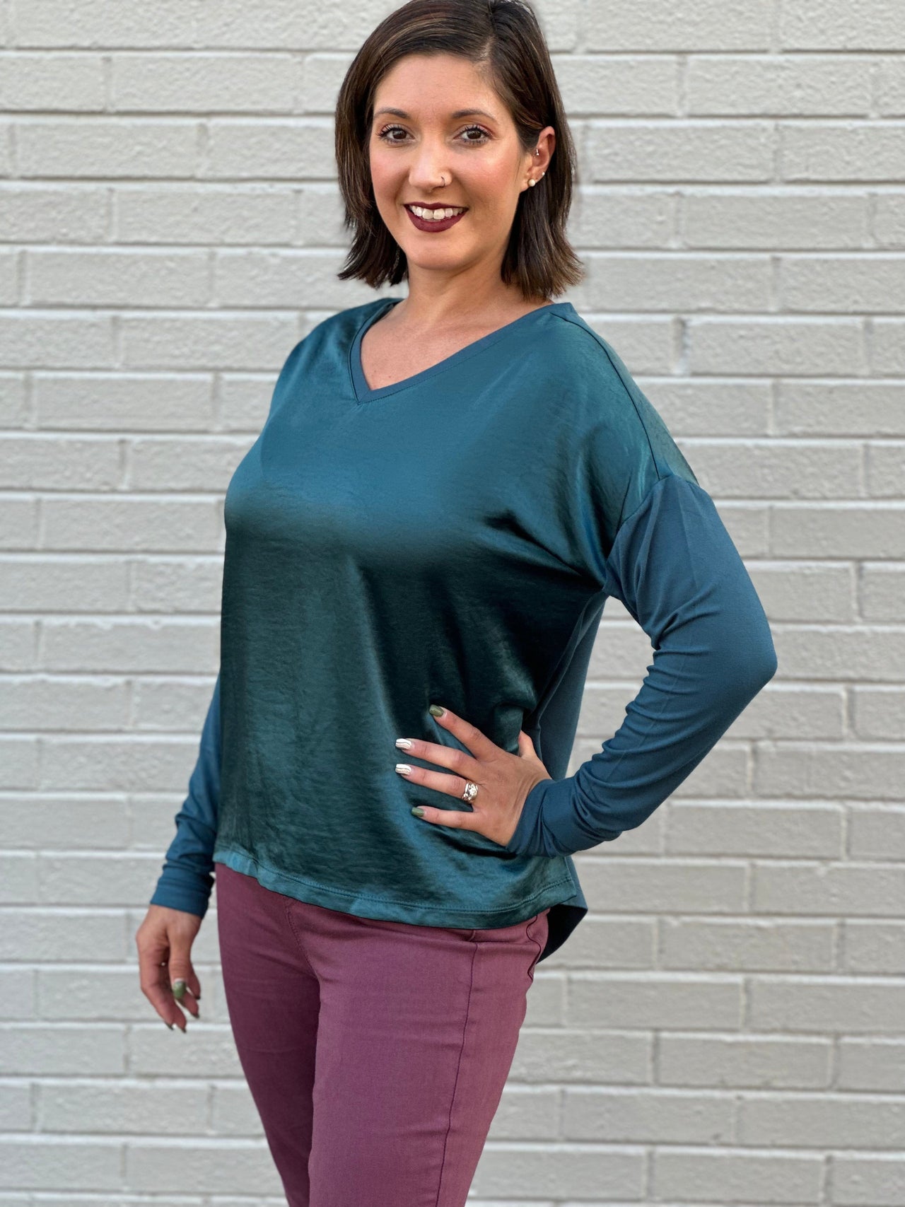 Satin Jersey Knit Top by Charlie B – Mattie B's Gifts & Apparel