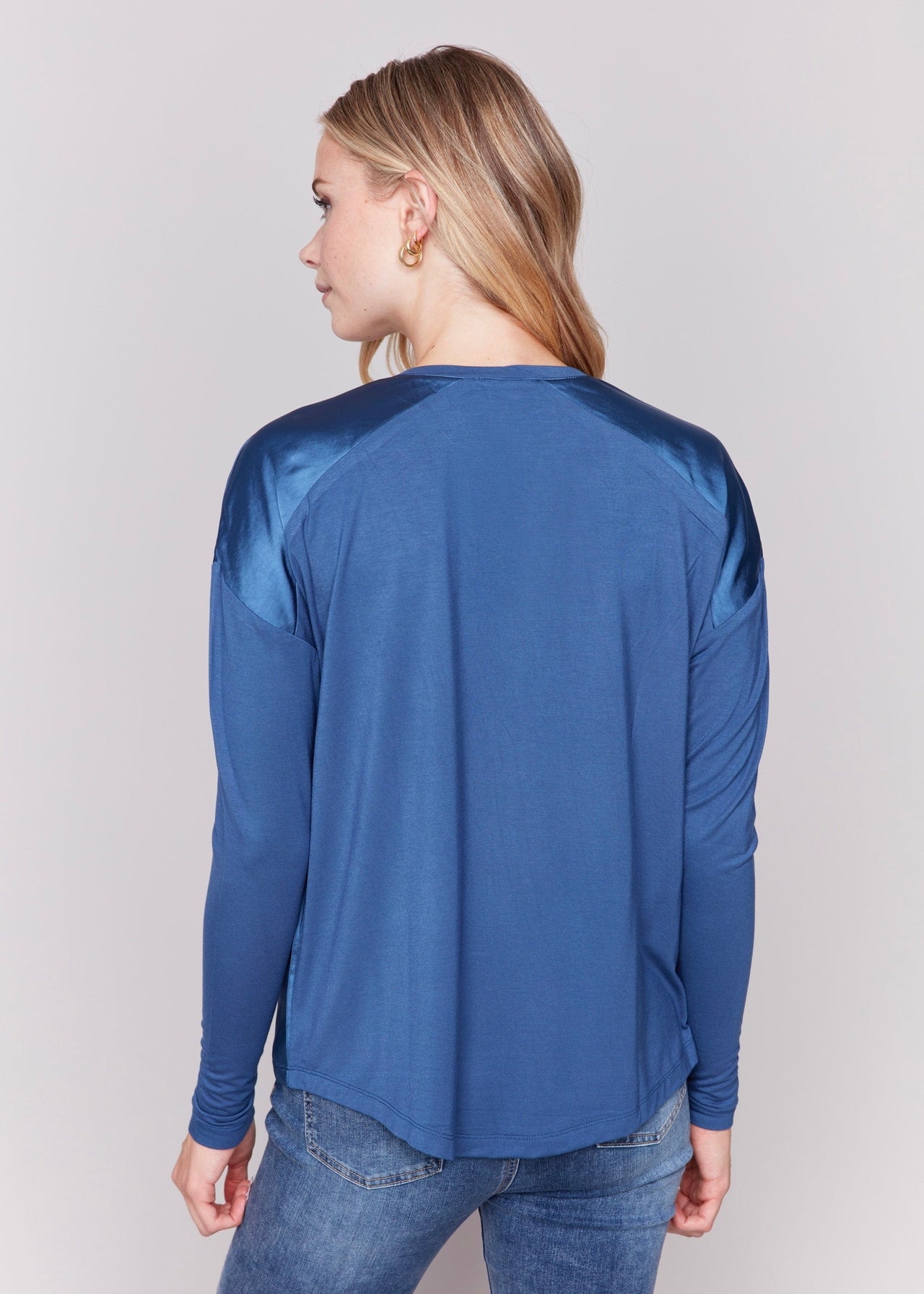 Satin Jersey Knit Top by Charlie B Denim Charlie B Casual Top