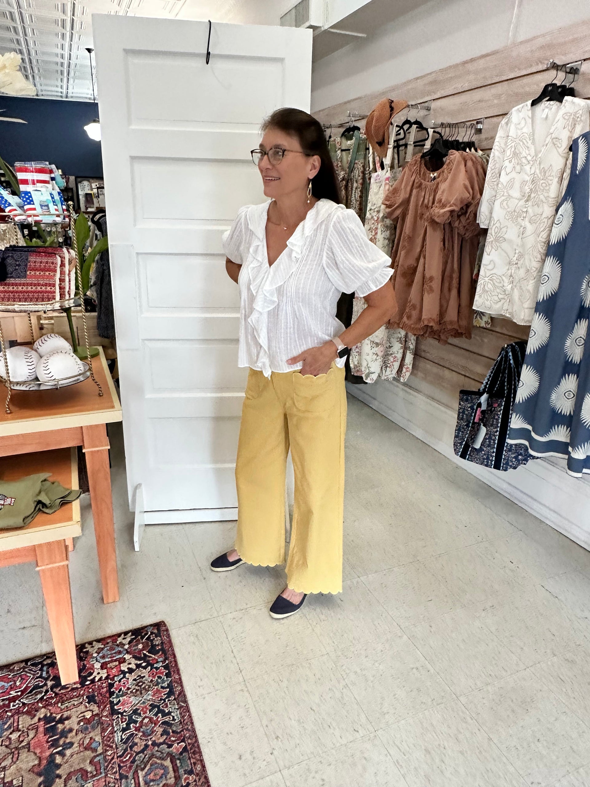 Scallop Hemmed Golden Pant Entro USA Casual Pant