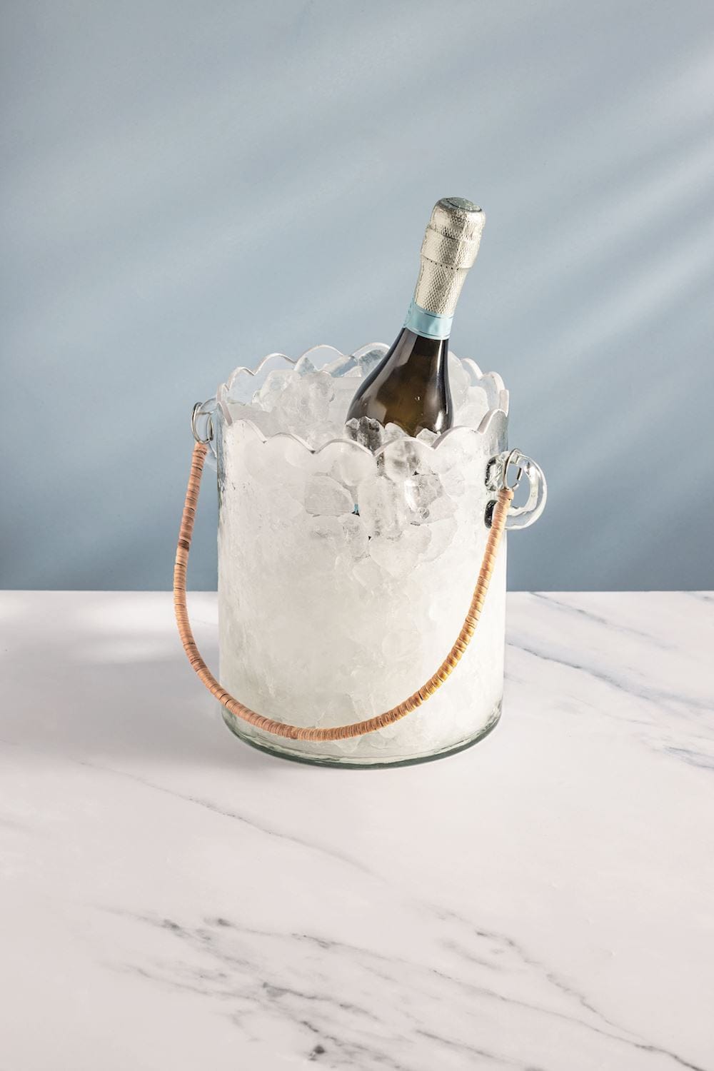 Scalloped Glass Ice Bucket Mud Pie Serveware