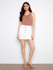Scalloped Hem Skort with Button Front by Charlie B Charlie B Skort 2