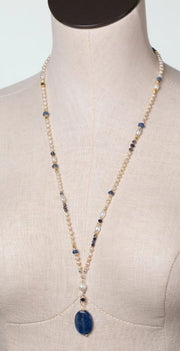 Seaside Kyanite Pearl Collage Necklace 26-28" Anne Vaughan Designs Jewelry Necklace