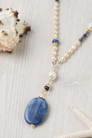 Seaside Kyanite Pearl Collage Necklace 26-28" Anne Vaughan Designs Jewelry Necklace