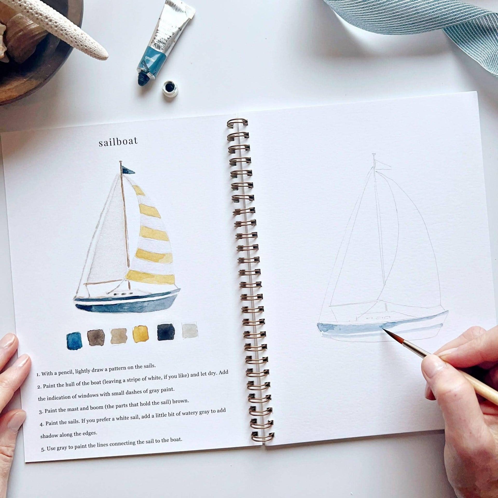 Seaside watercolor workbook emily lex studio