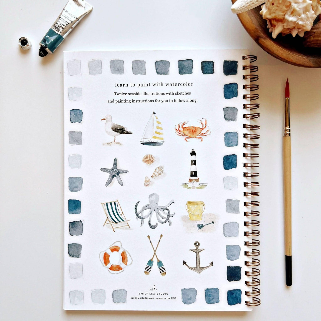 Seaside watercolor workbook emily lex studio