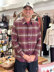 Seawool Stretch Flannel, Burgundy Purnell LLC Men's Clothing