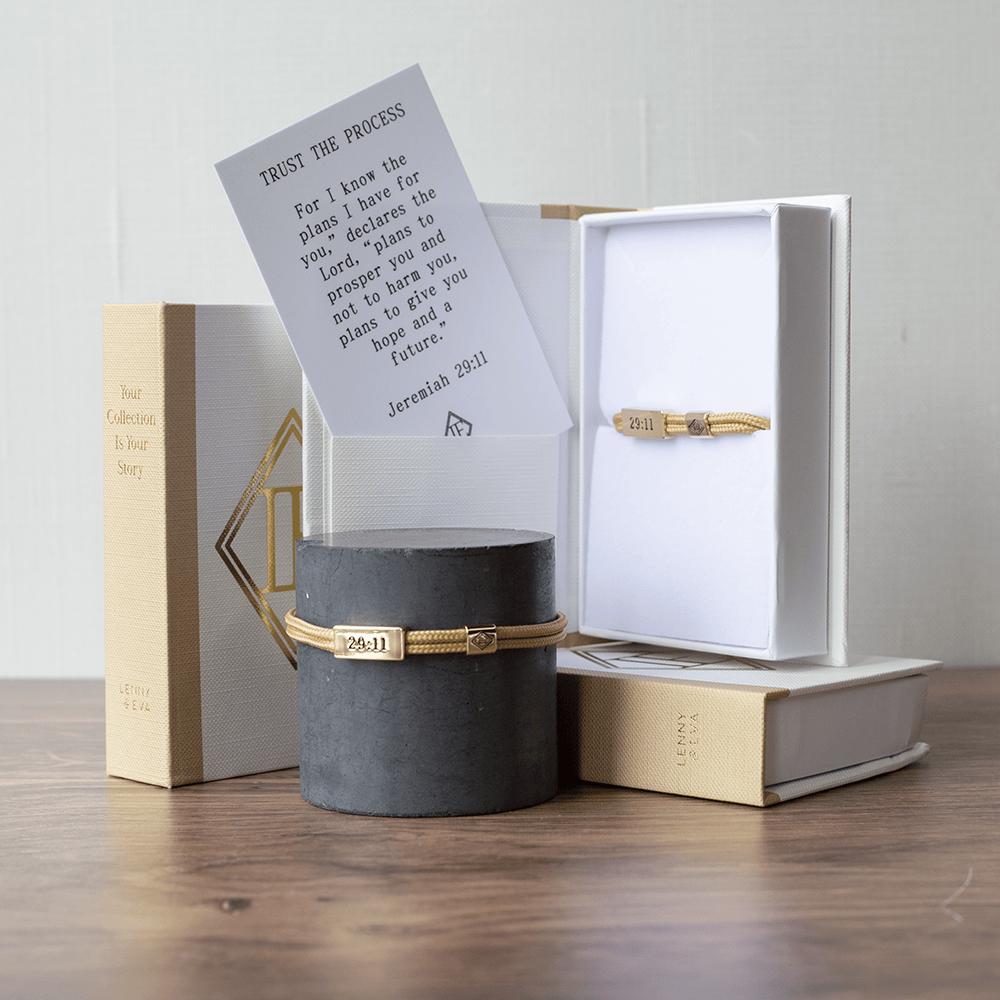 Sentiment Cord Bracelet-Jeremiah 29:11, Trust the Process Lenny & Eva