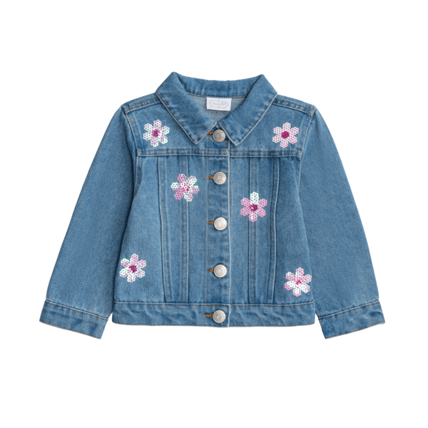 Sequin Daisy Denim Jacket by Mud Pie Child Mud Pie CHILDREN 2T-3T