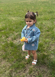 Sequin Daisy Denim Jacket by Mud Pie Child Mud Pie CHILDREN