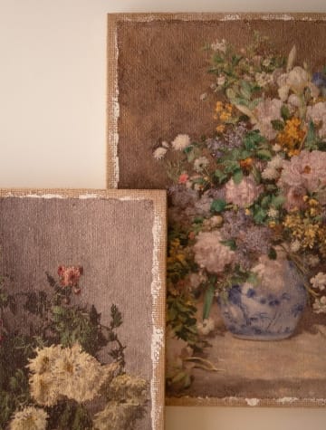 Set of Two Canvas Paint Over Print Floral Wall Art, 15.5x20 Kalalou, Inc. Artwork