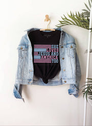 SHE LOVES JESUS AND AMERICA TOO Graphic T-shirt : BLACK / S OAT COLLECTIVE