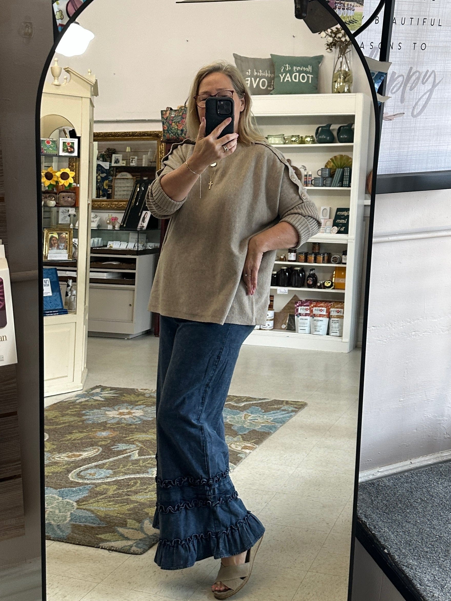 Sheffield Button Sweater One Size Mud Pie SWEATER