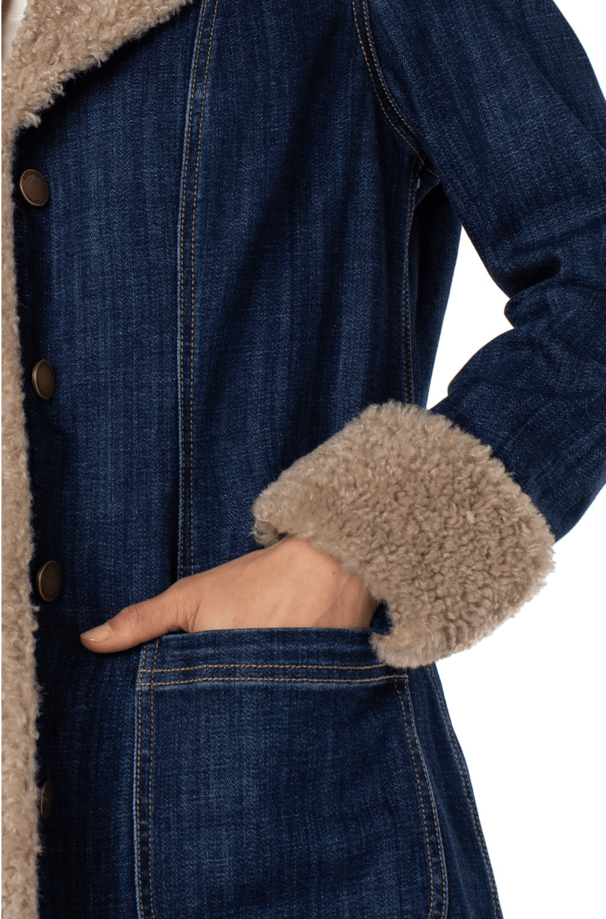Sherpa Trimmed Notch Collar Jacket 28' Hps, Rinse Wash Liverpool Outerwear
