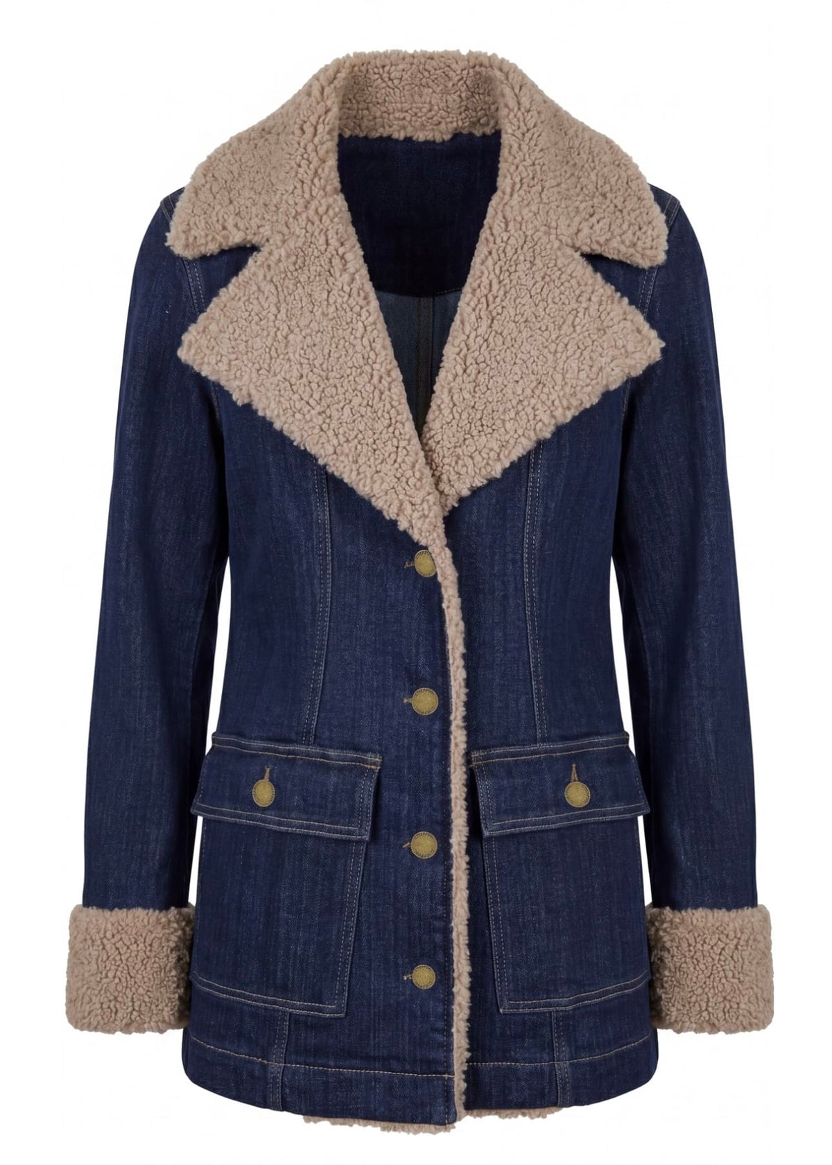 Sherpa Trimmed Notch Collar Jacket 28' Hps, Rinse Wash Liverpool Outerwear