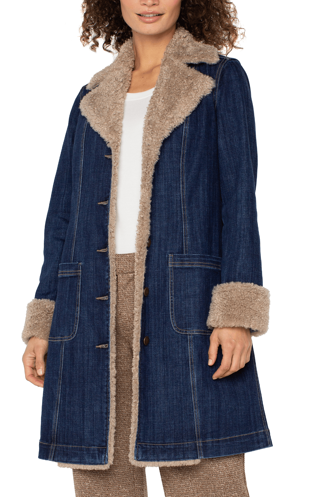 Sherpa Trimmed Notch Collar Jacket 28' Hps, Rinse Wash Liverpool Outerwear XS