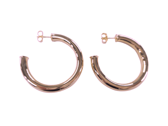 Shiny Champagne Chantal Hoops by Sheila Fajl 1.75" Sheila Fajl Jewelry