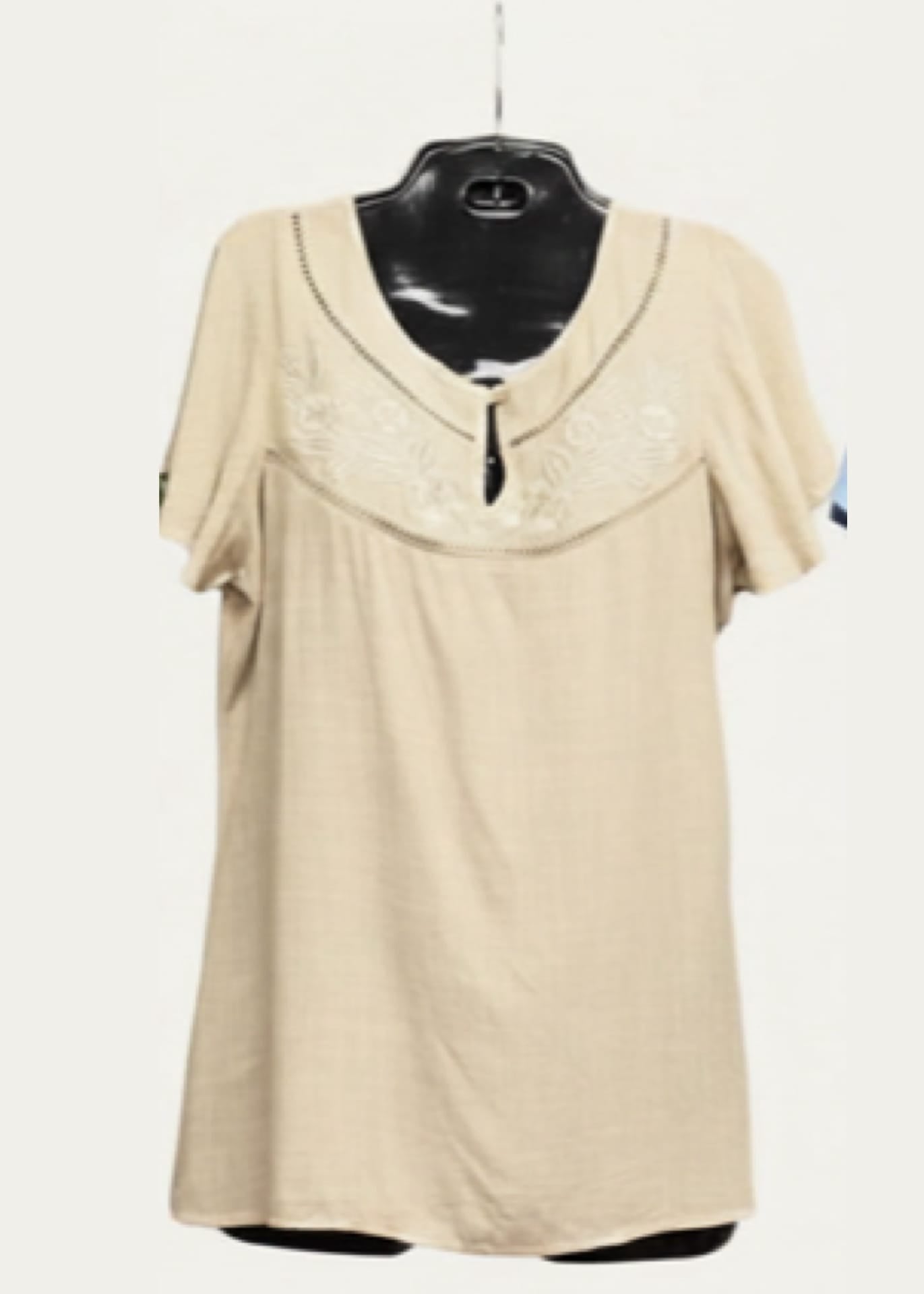 Short Sleeve Embroidered Top | Champagne Creative Wraps Casual Top
