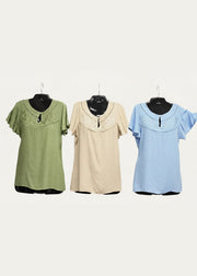 Short Sleeve Embroidered Top | Olive Creative Wraps Casual Top