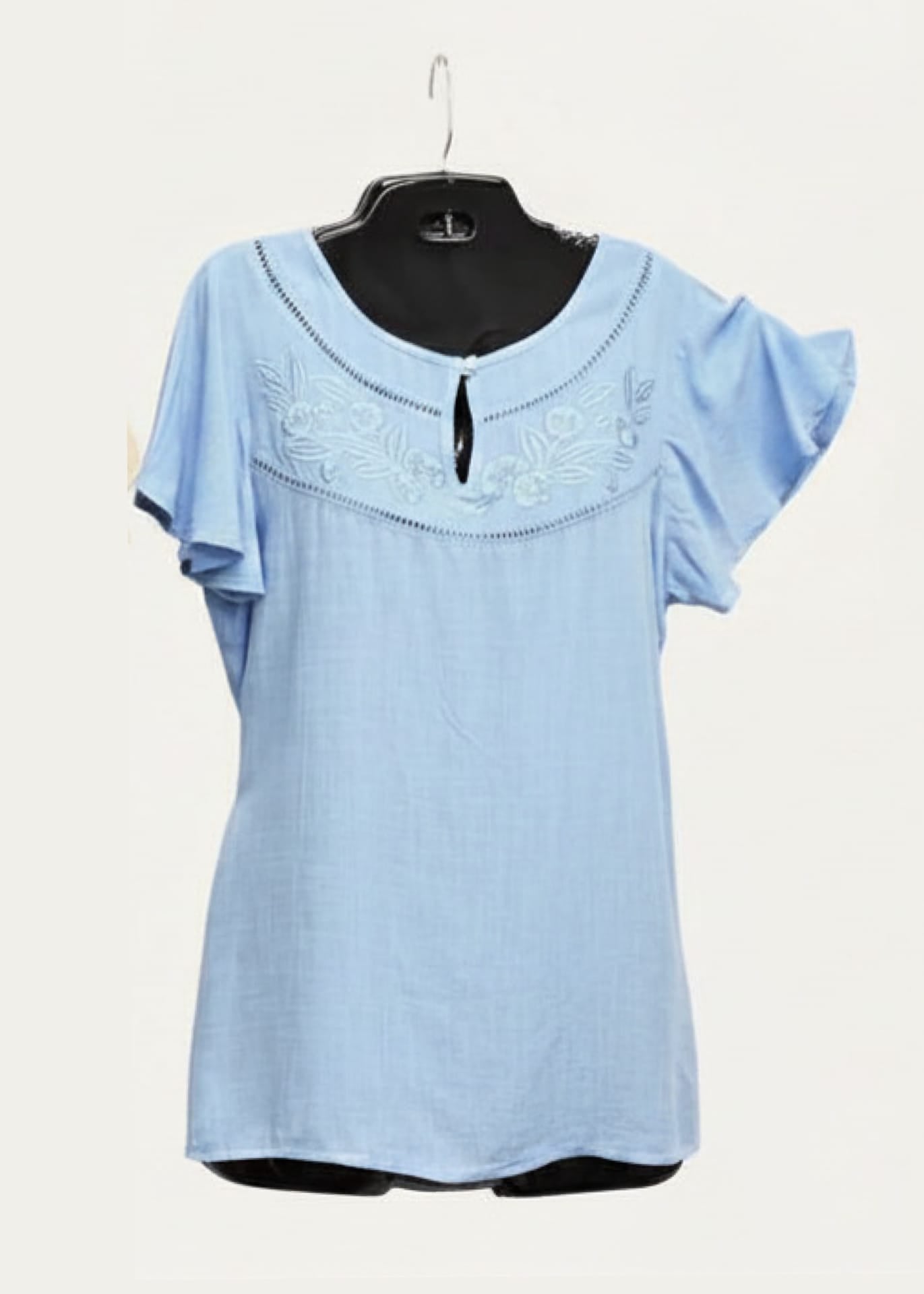 Short Sleeve Embroidered Top | Sky Creative Wraps Casual Top
