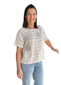 Thumbnail for Short Sleeve Stripe Top by Charlie B Charlie B Small
