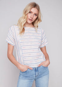 Thumbnail for Short Sleeve Stripe Top by Charlie B Charlie B