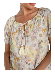 Short Sleeve Tie Neck Liverpool Casual Top
