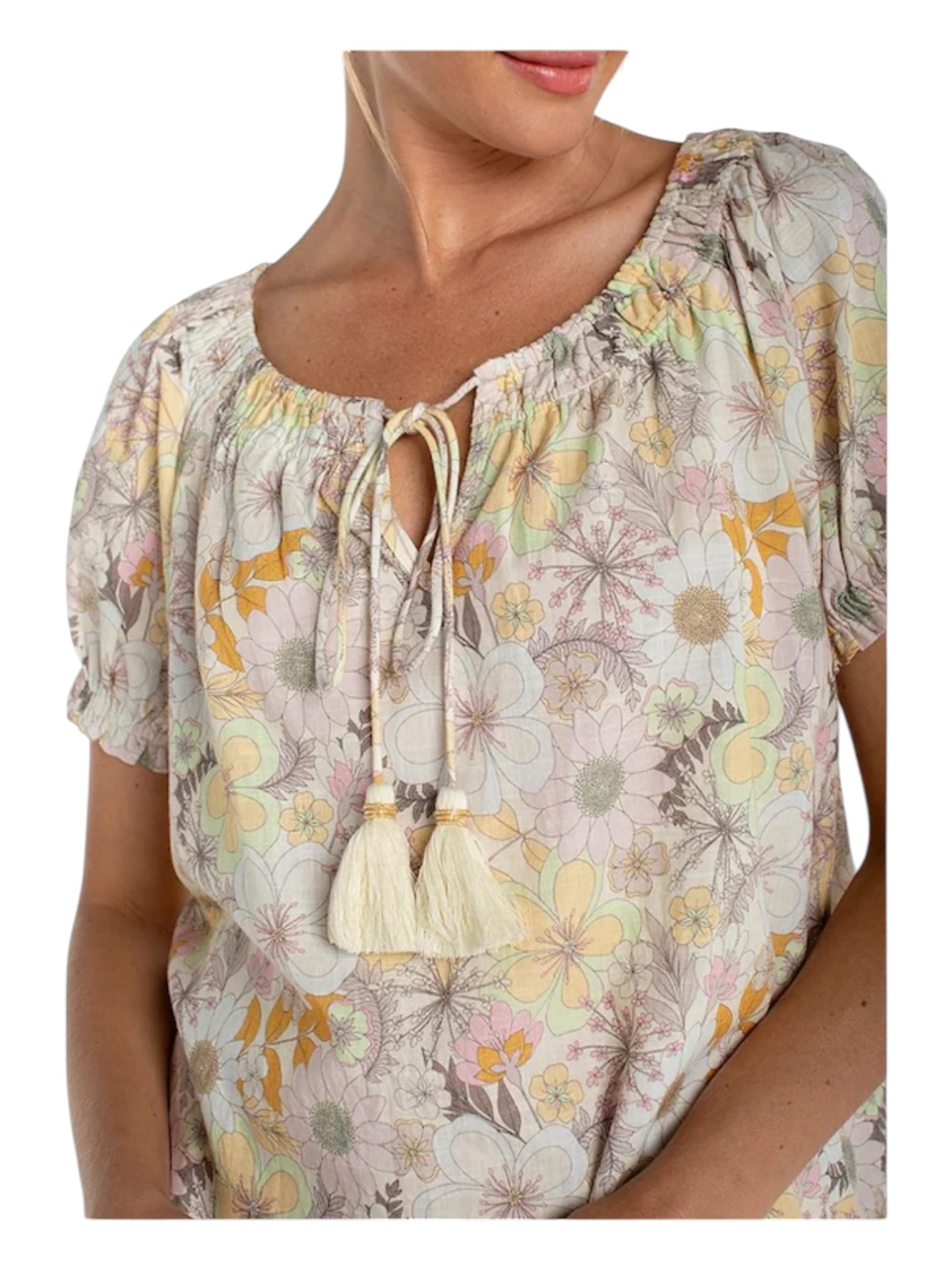 Short Sleeve Tie Neck Liverpool Casual Top