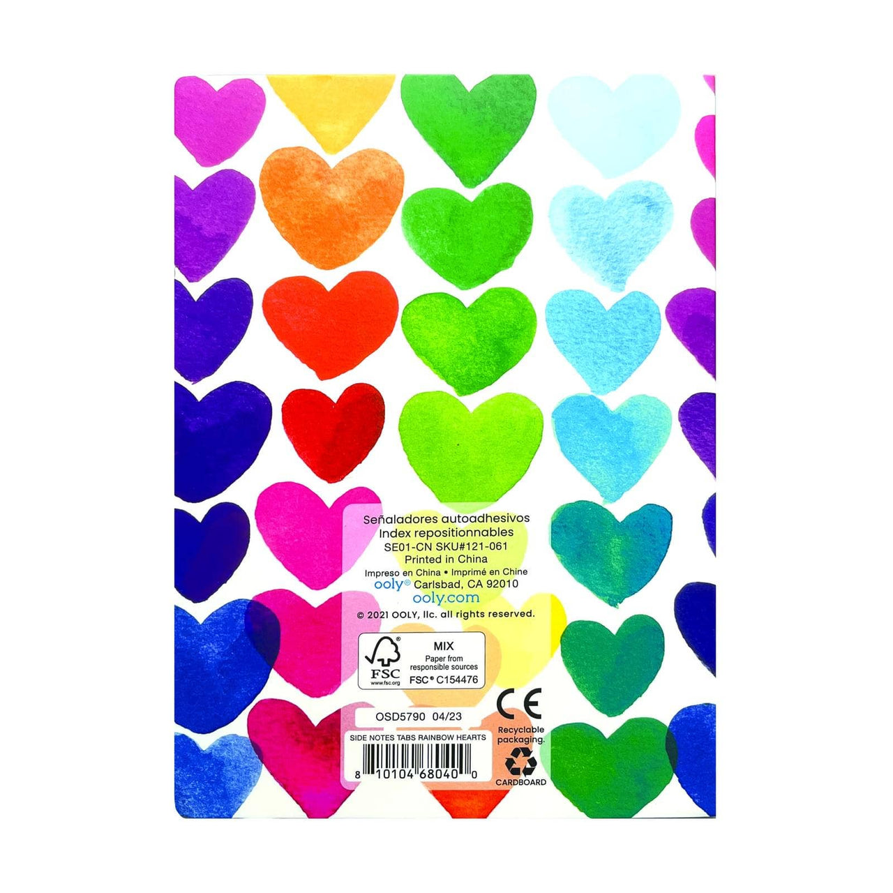 Side Notes Sticky Notes Tab Sets - Rainbow Hearts OOLY