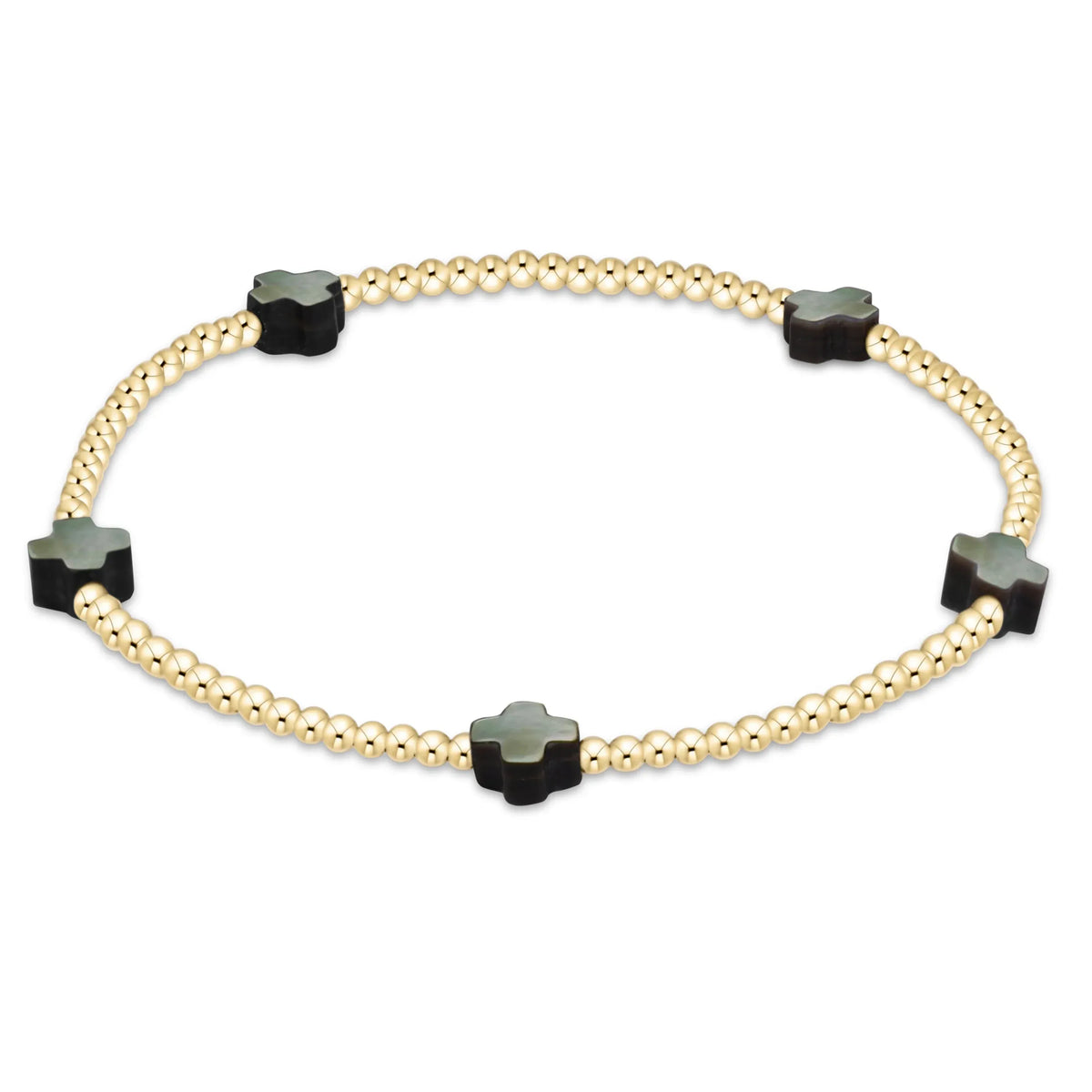 Signature Cross 2mm Gold Bracelet, Black Tahitian Mother of Pearl enewton design, LLC Bracelet