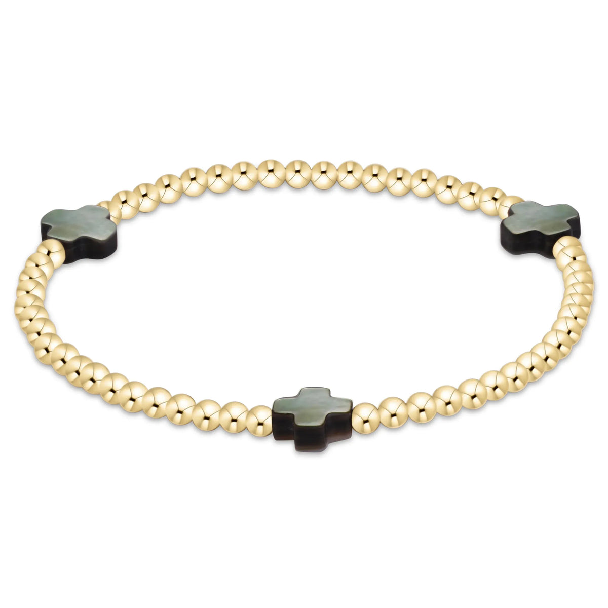 Signature Cross 3mm Gold Bracelet, Black Tahitian Mother of Pearl enewton design, LLC Bracelet