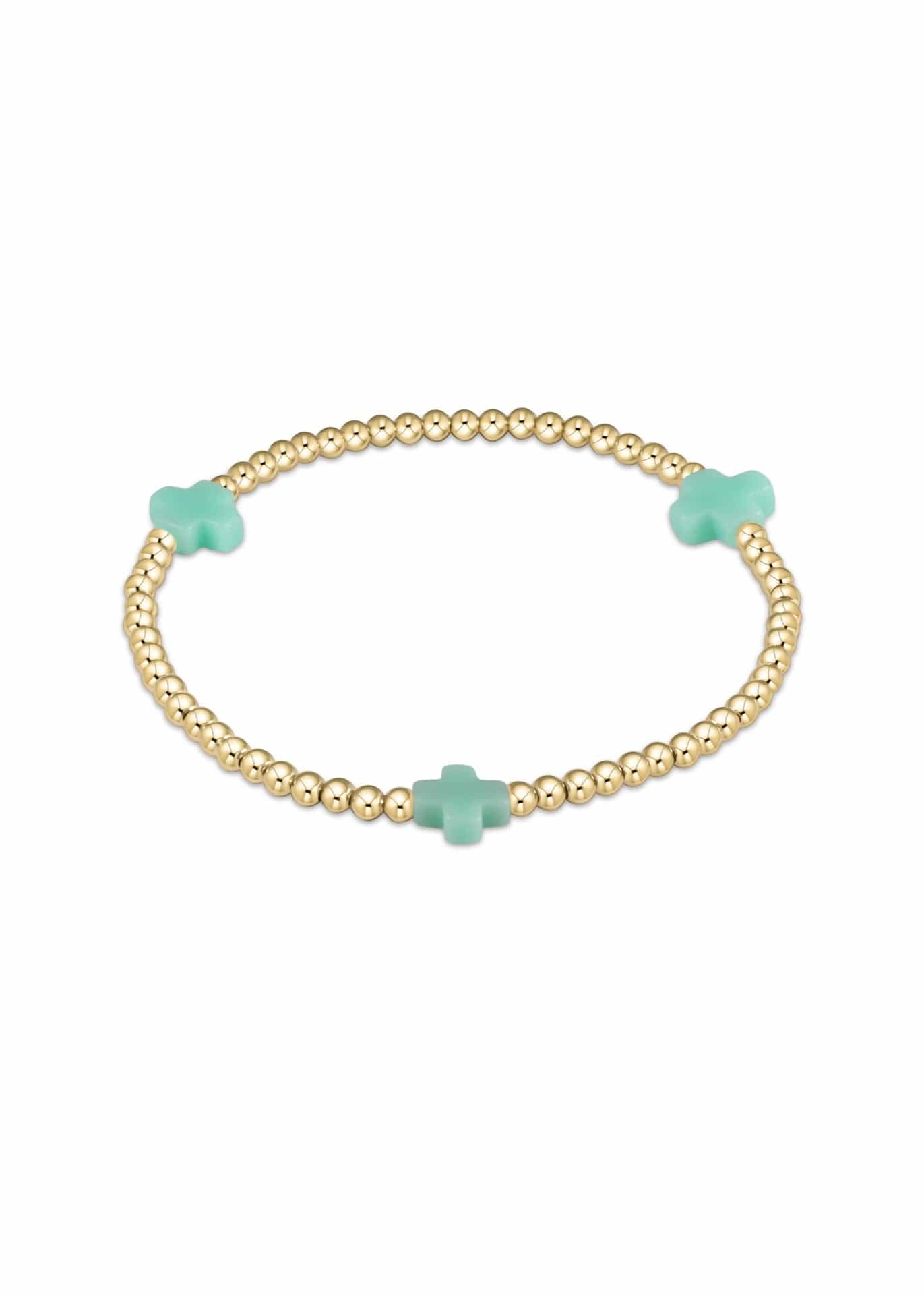 Signature Cross 3mm Gold Pattern - Mint by ENEWTON e.newton Designs BRACELET