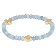 Signature Cross Gold 4mm Gemstone Bracelet, Aquamarine enewton design, LLC