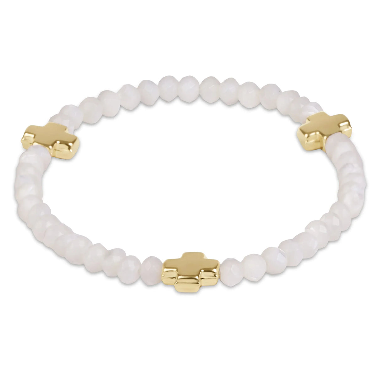 Signature Cross Gold 4mm Gemstone Bracelet, Aquamarine enewton design, LLC