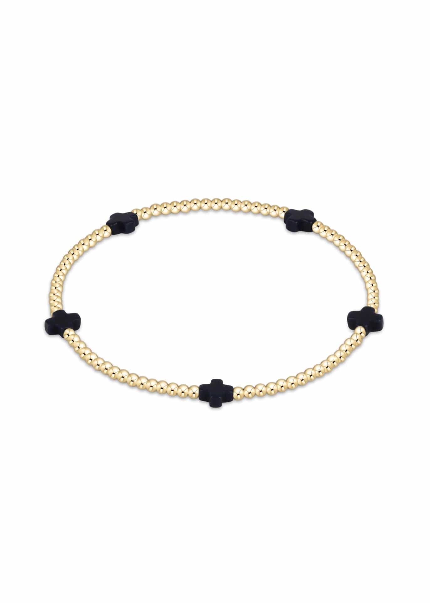 Signature Cross Sterling Pattern 3mm Bead Bracelet Navy  by E.Newton e.newton Designs Necklace