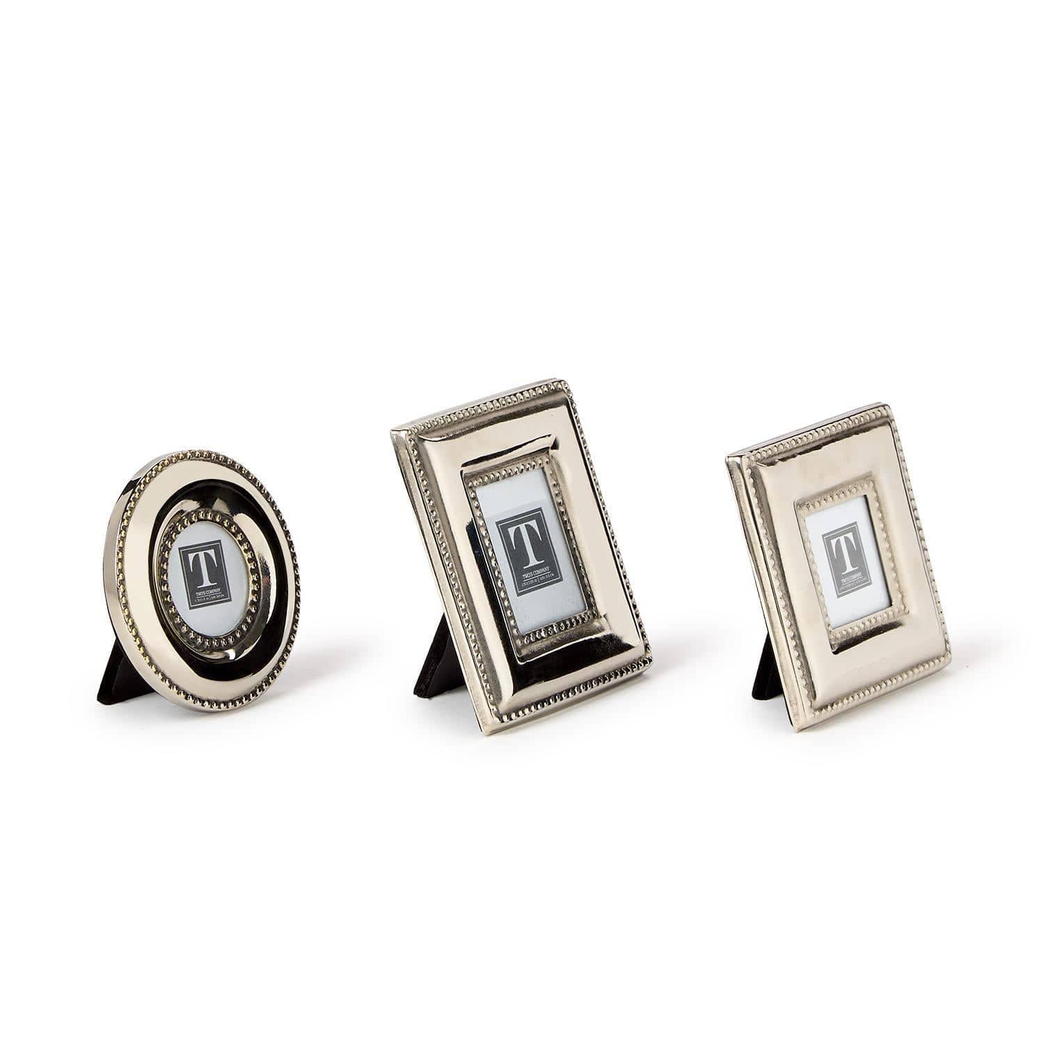 Silver Beaded Mini Photo Frames | 3 shapes Two's Company Frame