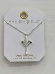 Silver Cross Heart Necklace Amanda Blu Necklace