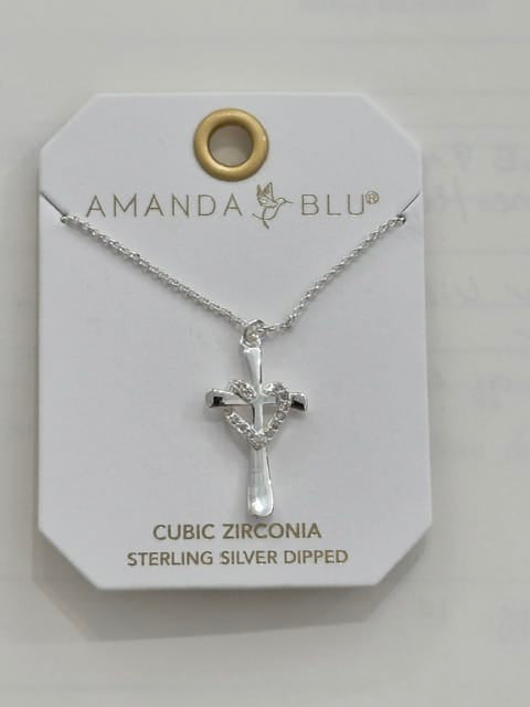 Silver Cross Heart Necklace Amanda Blu Necklace