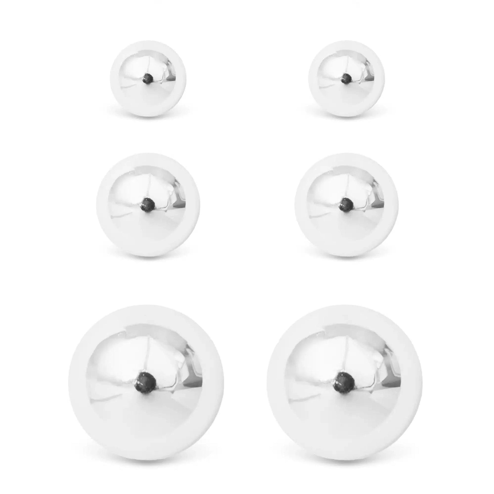 Silver Crystal Polished Ball Stud Triplet Amanda Blu Earring