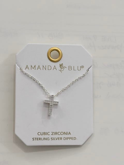 Silver CZ Channel Set Cross Necklace Amanda Blu Necklace