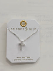 Silver CZ Channel Set Cross Necklace Amanda Blu Necklace