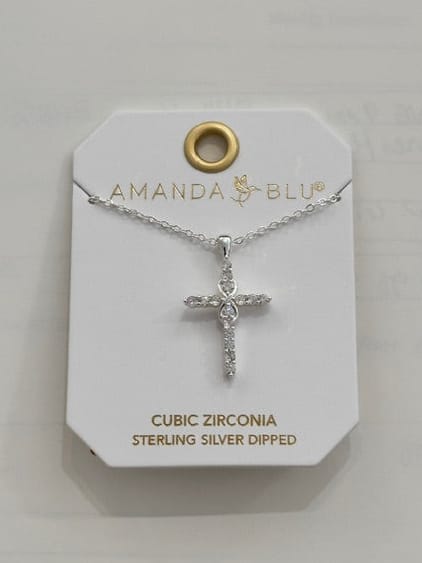 Silver CZ Infinity Cross Necklace Amanda Blu Necklace