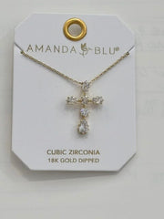 Six CZ Cross Necklace, Gold Amanda Blu Necklace