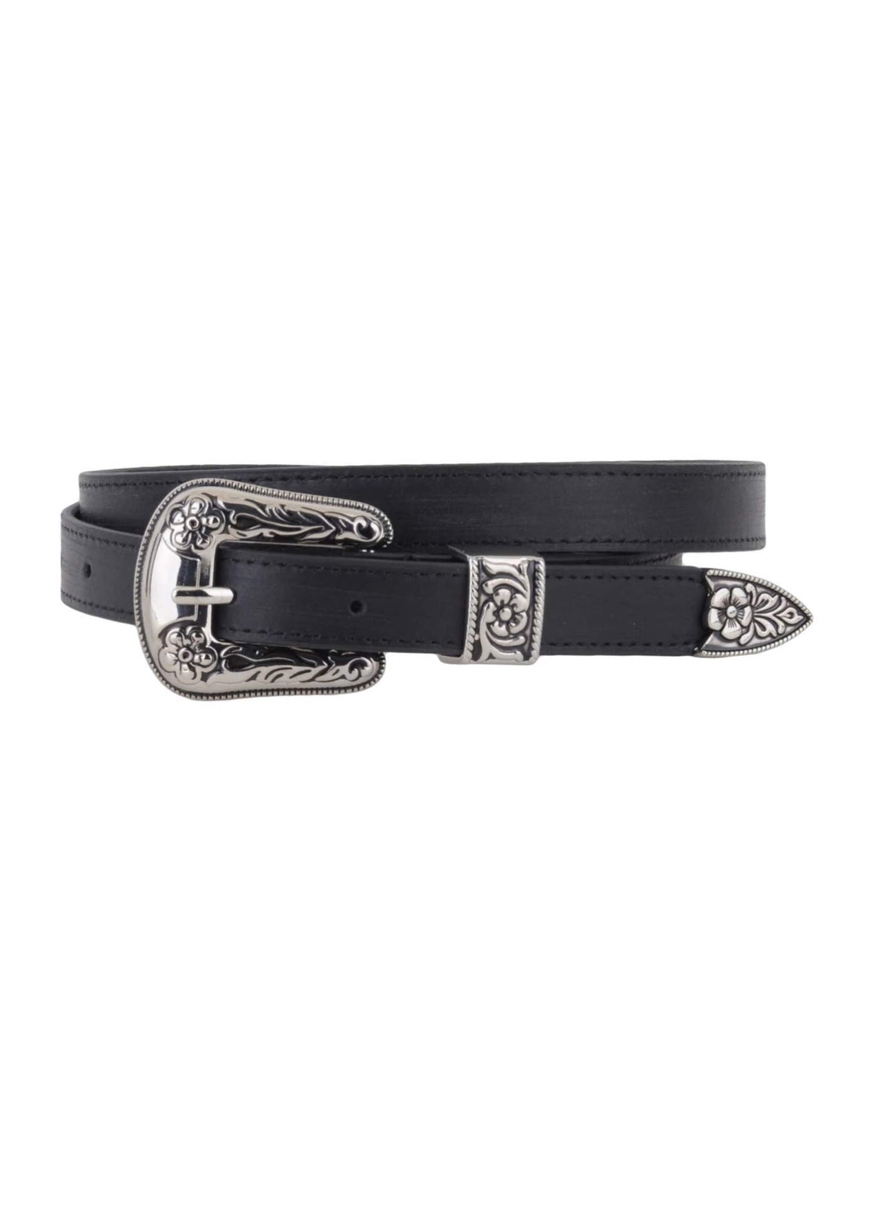 Skinny Western Black Leather Belt Most Wanted